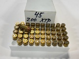 50rds. of Reloaded .45 ACP 200gr. XTP Defense Ammunition