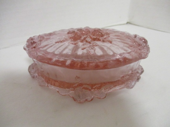 Fenton Rose Bud Design Pink Trinket Box