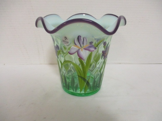 Signed Fenton Designer Showcase Series Iris Ruffle Vase