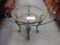Oval Cast Metal Base Side Table with Glass Top