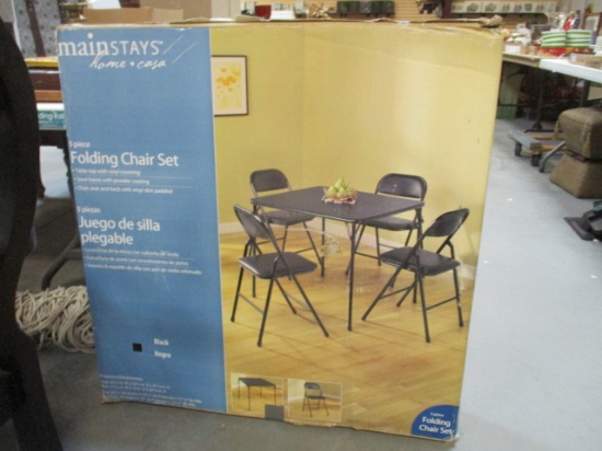 Old Stock MainStays 5 Piece Black Folding Card Table Set