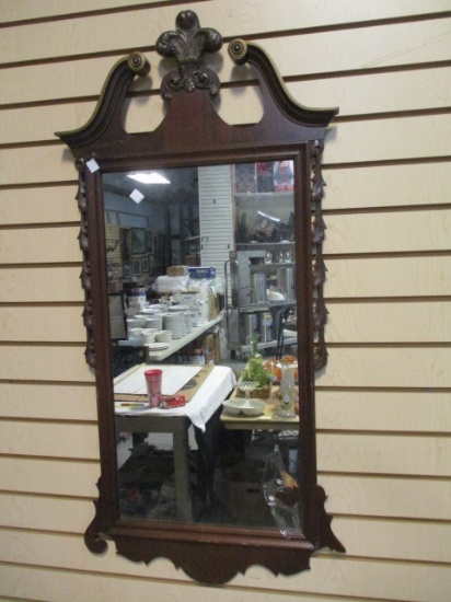 Wall Mirror with Fleur de Lis Accent on Top