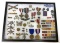 WW1 and WW2 Award Ribbons And Collar Tabs in Riker Display Case