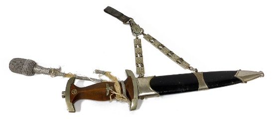 German NSKK Chained Officer Dagger by Gebr Krusius w/ Scabbard & Portepee
