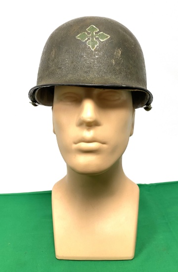 US 4th Infantry M1 Helmet with Liner & Chinstrap