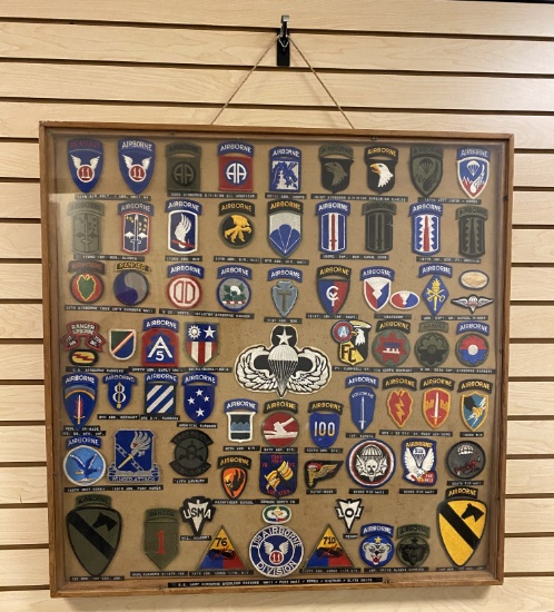 Vet Assembled Display - US Army Airborne Shoulder Patches - WWII, Elite Units, + More!