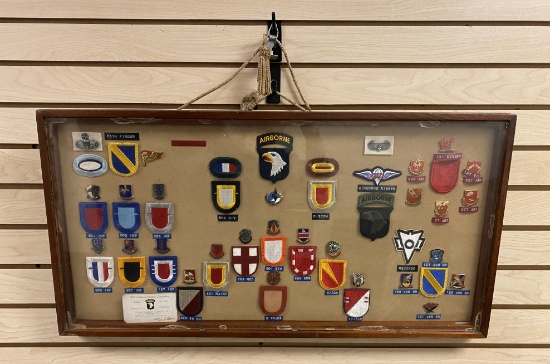 Vet Assembled Display of Patches by Vernon Clifton Caroll, Jr. 101st Airborne Div.