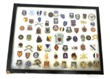 US Regimental Crests And Lighter in Riker Display Case