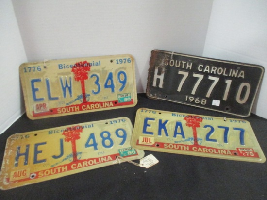 Four Embossed SC License Plates