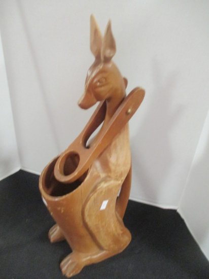 Sculpted Wooden Kangaroo Bottle Holder/Pourer