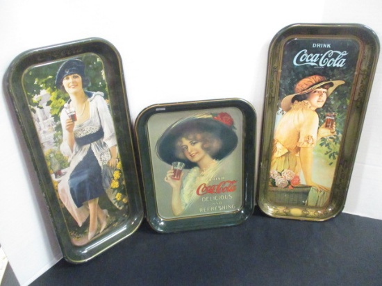Three Coca-Cola Early 1900's Replica Advertisement Trays
