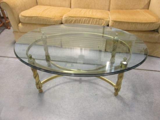 Brass & Glass Oval Coffee Table