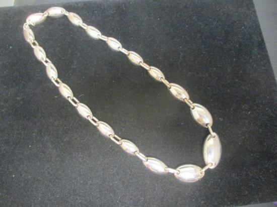 Sterling Silver Necklace with Large Oval Designs