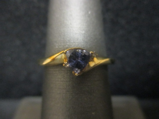 10k Gold Tanzanite & Diamond Ring