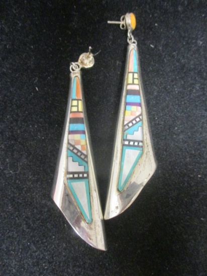 Sterling Silver Navajo or Zuni Earrings
