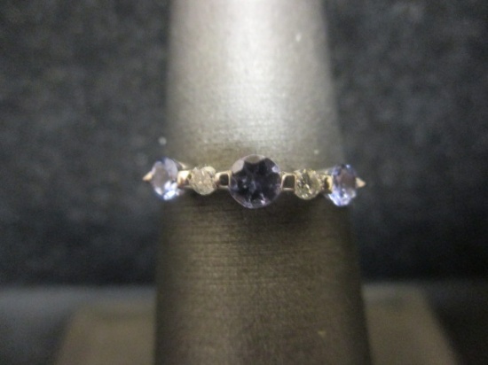 14k White Gold Tanzanite & Diamond Ring