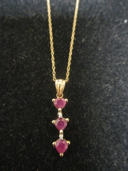 10k Gold Ruby & Diamond Pendant and Chain