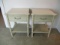 Pair of Henry Link Mid Century Green/White Bamboo Look Nightstands