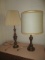 Two Antique Brass Finish Table Lamps