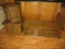 Mid Century Wood Grain Finish Sliding Door Coffee Table, Hexagonal End Table