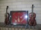 Shadow Box Framed Miniature Chinese String Instruments and Pair of