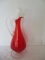 Red/Clear Hand Blown Glass Footed Decanter