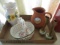 Italian Pottery Basket, Vase, Terra Cotta Pitcher and Pair of Delft Porcelain