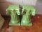 Pair of Painted Green Plaster Ionic Column Pedestal Stands