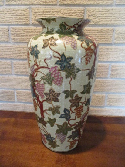Tall Grape Vine Design Porcelain Vase
