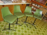Four Cosco Mid Century Avocado Green Vinyl Bar Chairs