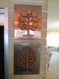Two Mid Century Copper Plaques with Molded Trees