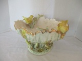 Majolica Pedestal Centerpiece with Canaries