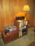 Oak Storage Cabinet, Sharp WQ-CD66 Boom Box, Sylvania CD Player,