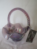 Signed Hand Painted Fenton Basket with Hang Tag