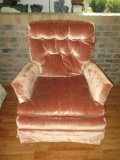 Mid Century Herman Chairs Burnt Orange Crushed Velvet Swiveling Rocking Chair