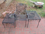 Black Metal Mesh Arm Chair and Two Side Tables