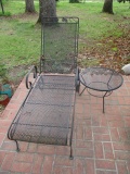 Black Metal Mesh Lounger and Round Side Table