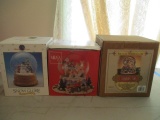 Three Musical Christmas Snow Globes in Original Boxes