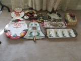 Silverplated Nutcracker Shape Nutcracker and Nine Christmas Themed Serving Dishes and Trays