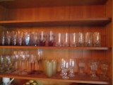 Two Built-In Shelves FULL of Nice Glassware and Stems