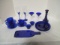 Cobalt Blue Plates, Stems, Mug, Vase