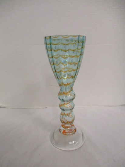 Ribbed Optic Green Art Glass Vase