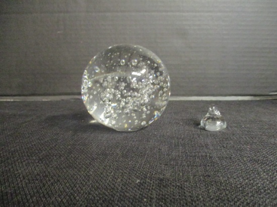 Bubble Glass Paperweight 3" & Hulet Glass Hershey Kiss 1 1/2"