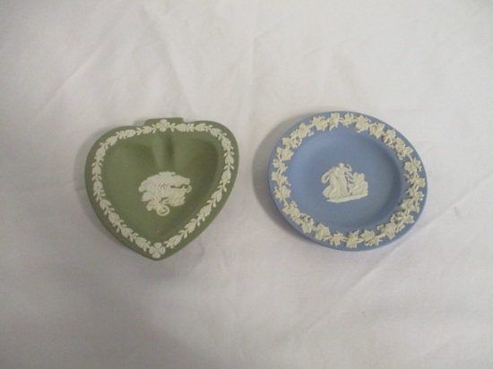 Wedgwood Blue & Green Heart Trinket Dishes