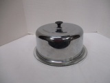 Glass Cake Plate with Chrome Cover