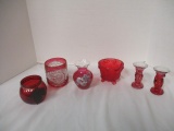Red Footed Dish, Crystal Vases, Handpainted Vase