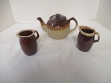 Hull Brown Drip Creamer & Northland Mountain Teapot