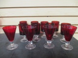 Vintage Red Wine Glasses with Bubble Stems (12)