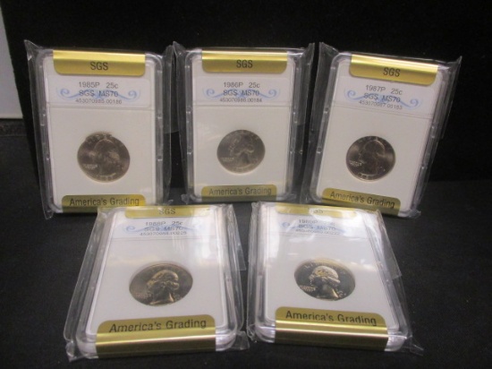 Lot of (5) Graded Quarters- MS70