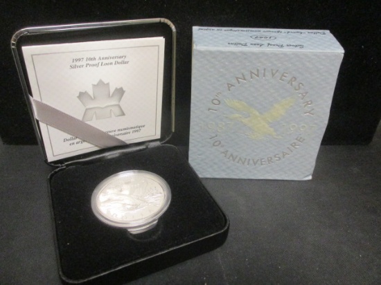 1997 Silver Proof Canadian Loon Dollar in case w/ COA